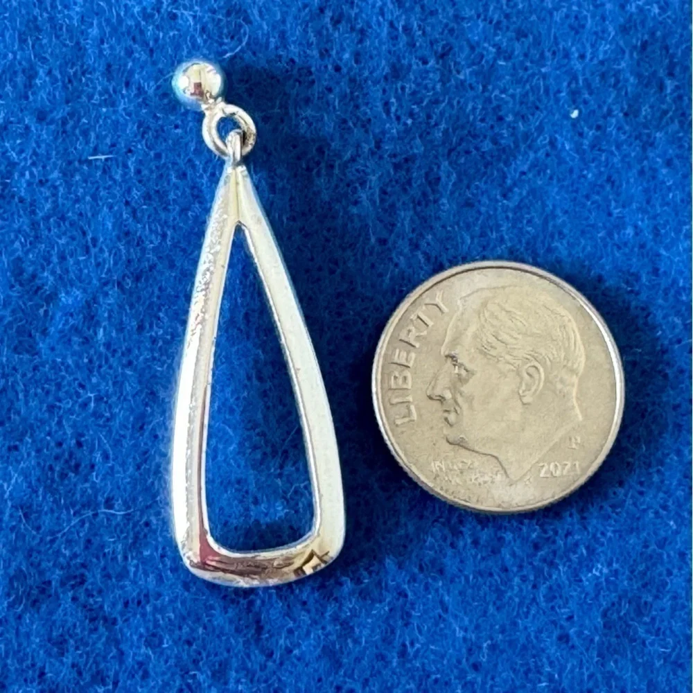 Macy’s Silver Oblong Hoop Drop Minimalist Earrings